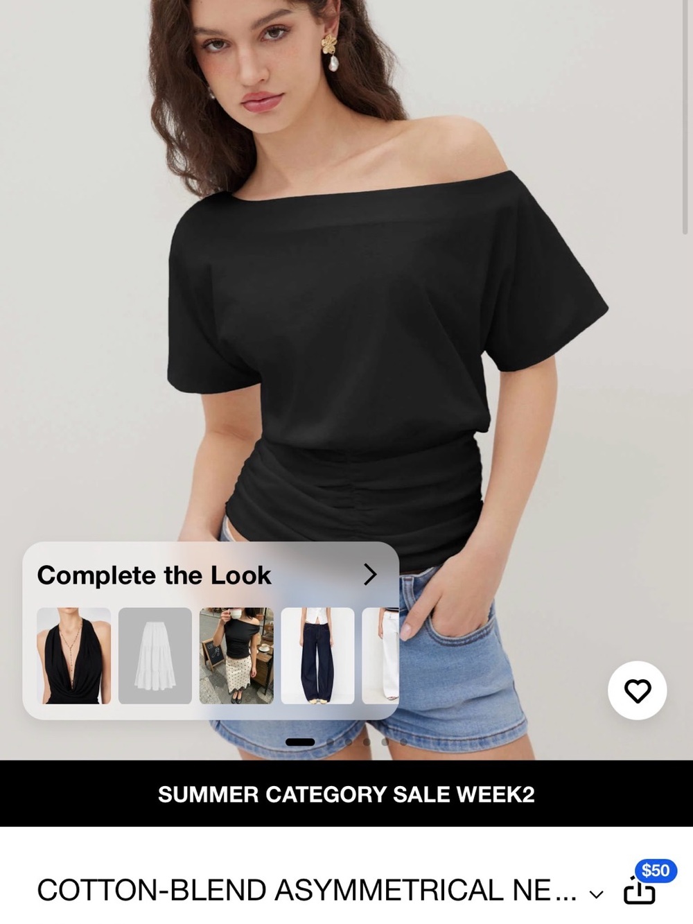 Cider Black Off-Shoulder Short Sleeve Top